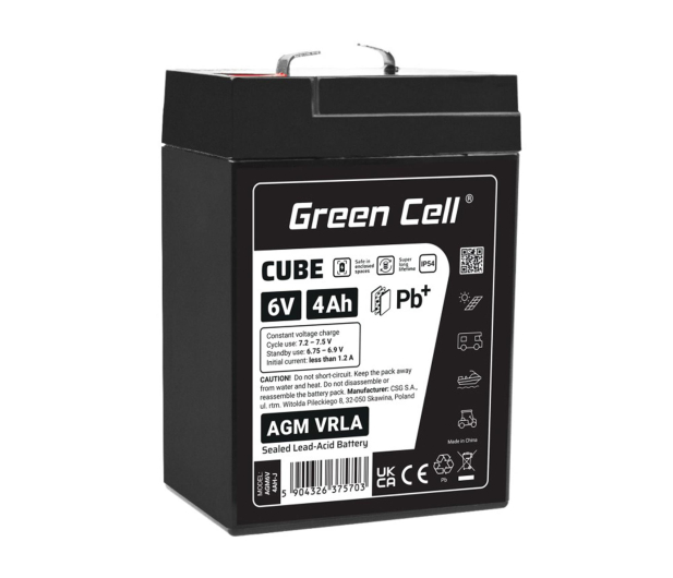 Green Cell Cube AGM VRLA IP54 6V 4Ah - 1364803 - zdjęcie